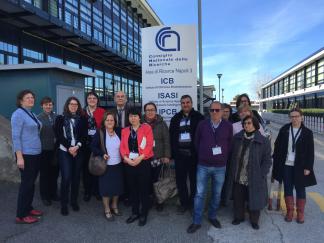Nuotraukoje ERASMUS+ projekto valdybos nariai Polimerų, kompozicinių ir biomedžiagų tyrimo institute (IPCB) Pocuolyje, Italijoje