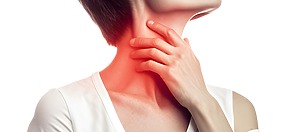 Painful neck. Concept of sore throat, pharyngitis, laryngitis,etc. AI generated
