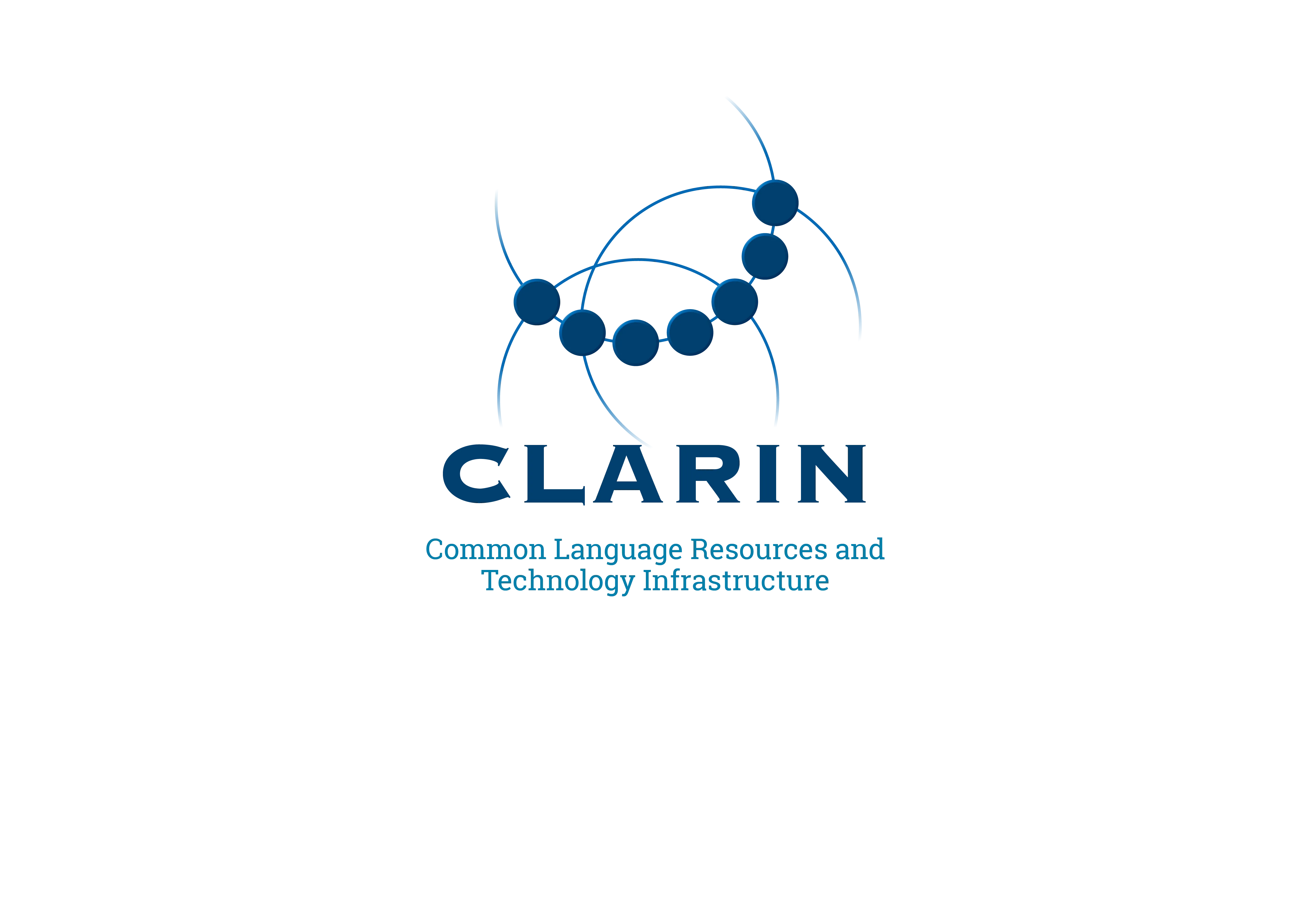 Bendrosios kalbos išteklių ir technologinės infrastruktūros logotipas, nukreipiantis vartotojus į https://www.clarin.eu/ puslapį